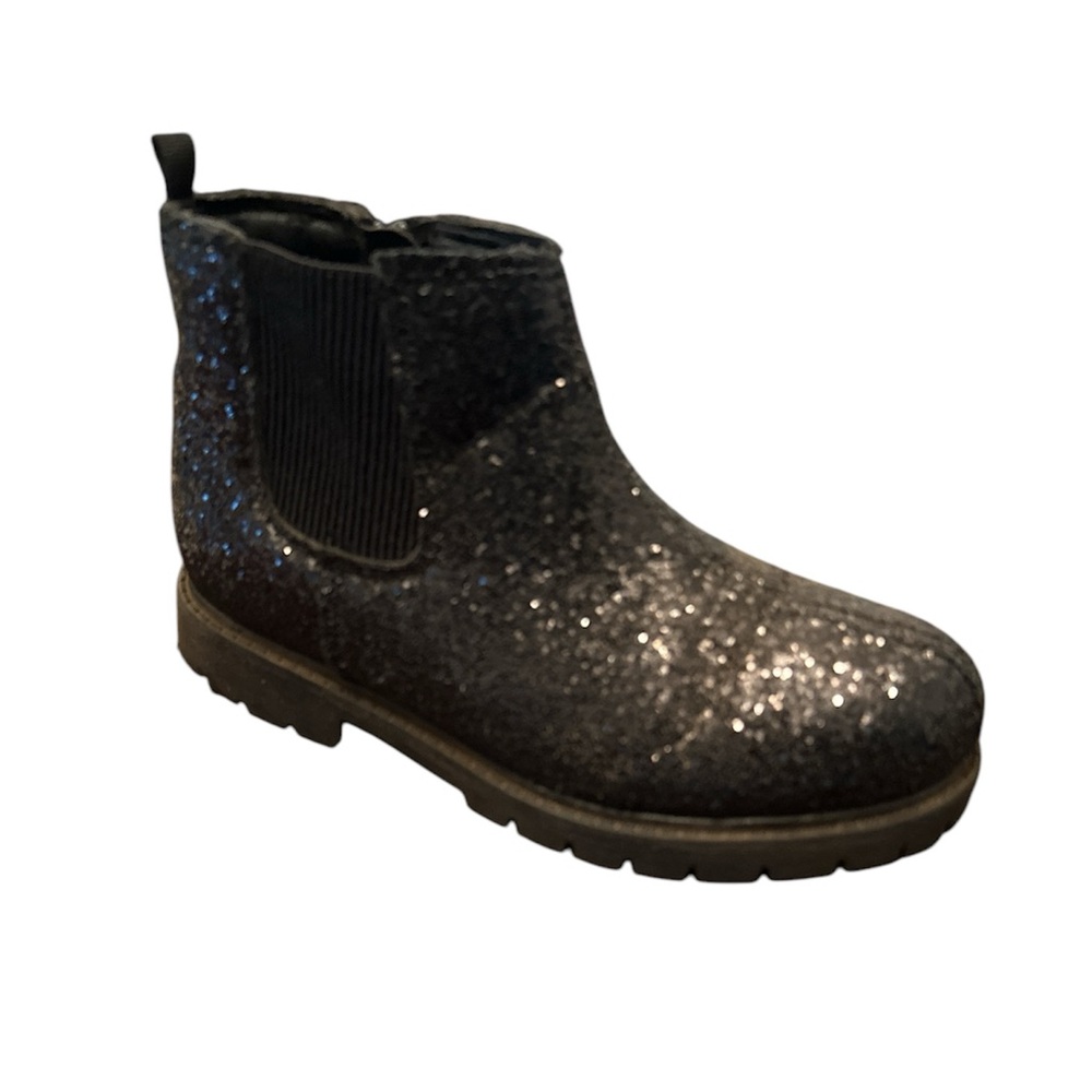 Carters Boots Girls Size 2 Youth Black Glitter Chelsea Ankle Boots - EUC!